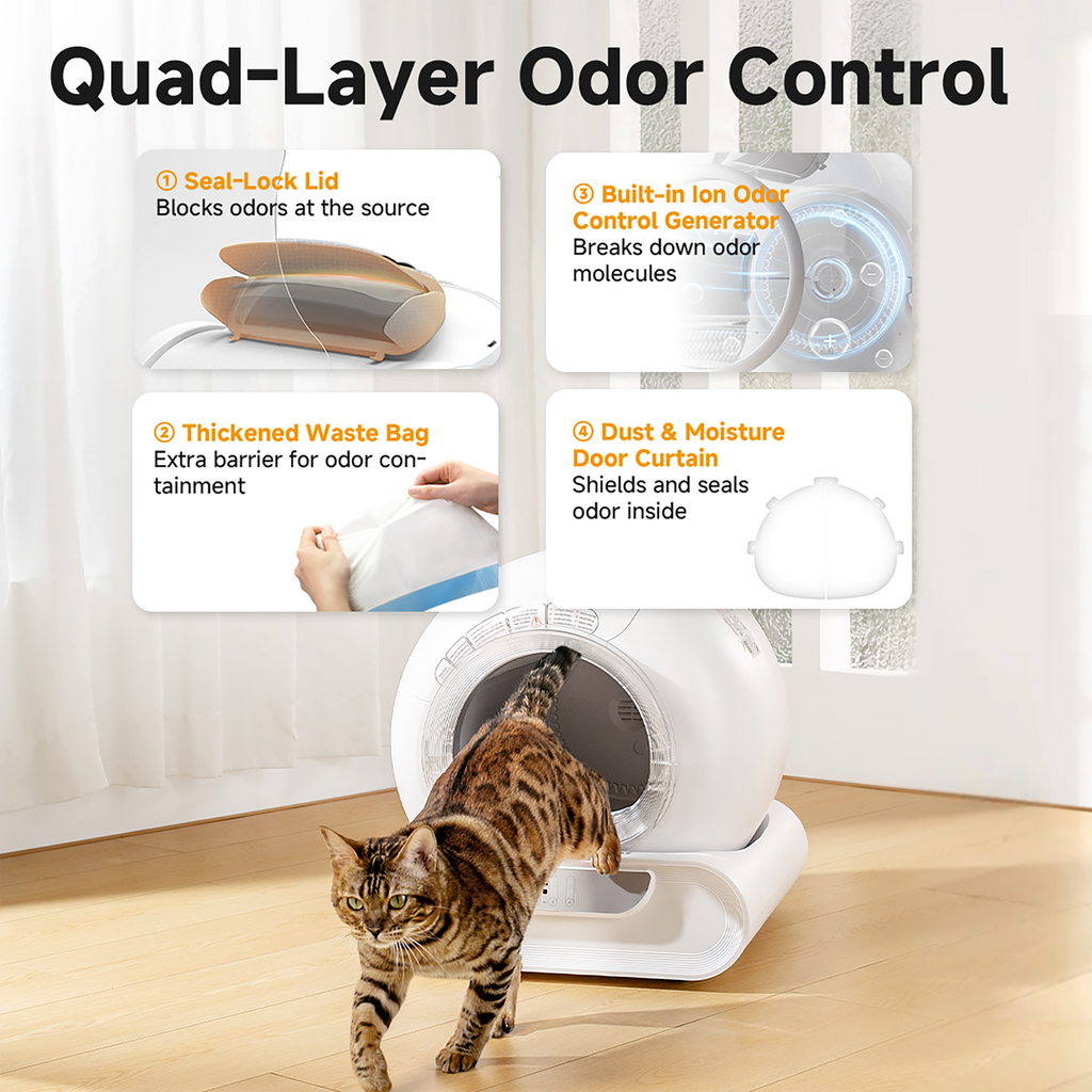 AmzFolk D1 Integrated Safety Self-Cleaning Cat Litter Box